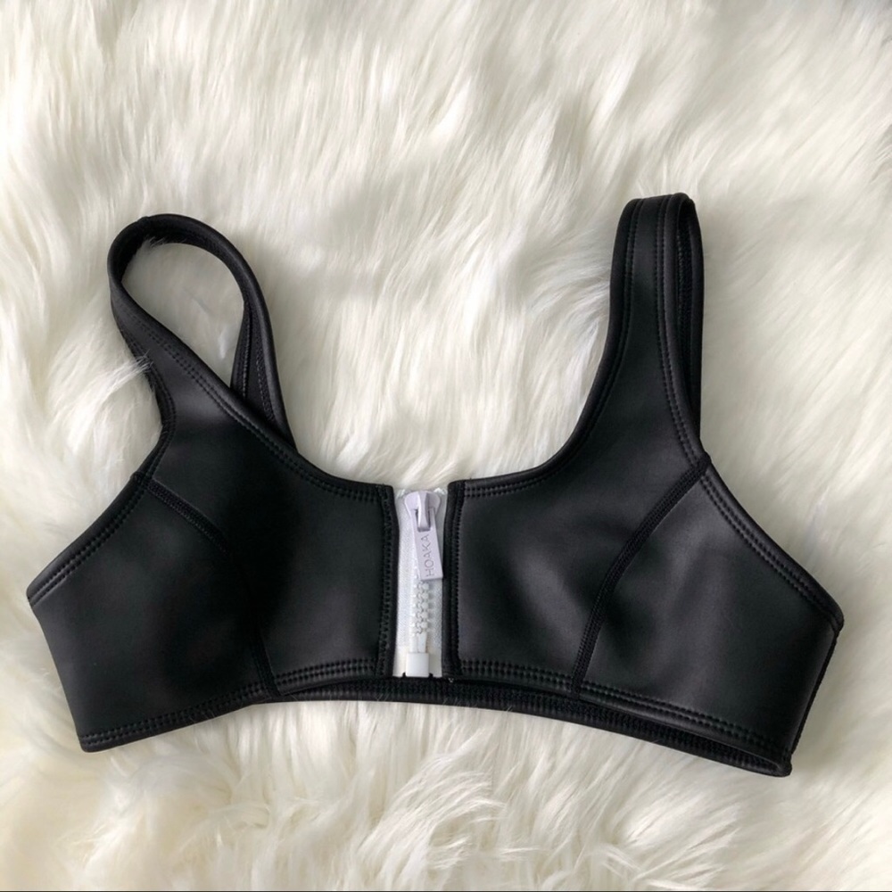 Hoaka - xs black neoprene bikini top with zipper